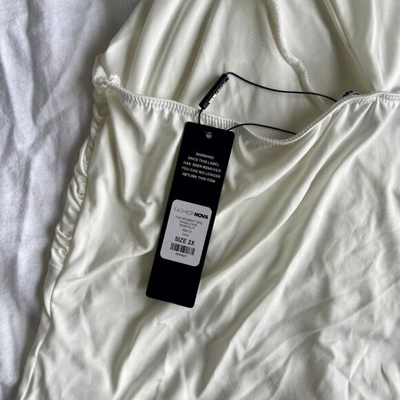 Ivory One Shoulder Sleeveless Bodysuit - Picture 7 of 7